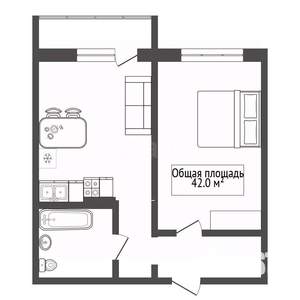 2-к квартира, вторичка, 42м2, 4/17 этаж