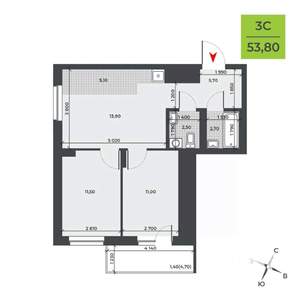 3-к квартира, вторичка, 54м2, 10/21 этаж