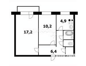 2-к квартира, вторичка, 43м2, 2/5 этаж