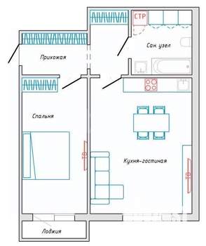 1-к квартира, вторичка, 58м2, 8/10 этаж