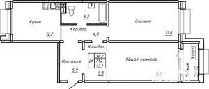 2-к квартира, вторичка, 73м2, 8/15 этаж