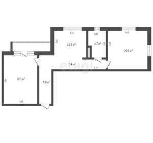 3-к квартира, сданный дом, 72м2, 11/22 этаж