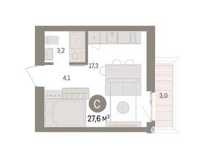 Студия квартира, вторичка, 28м2, 5/8 этаж