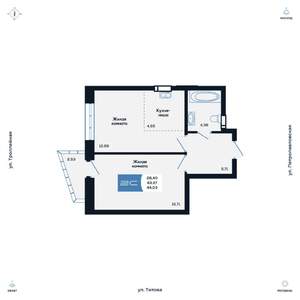 2-к квартира, вторичка, 44м2, 22/25 этаж