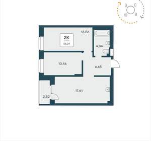 2-к квартира, вторичка, 56м2, 25/25 этаж