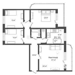 4-к квартира, вторичка, 83м2, 4/10 этаж