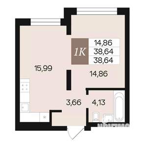 1-к квартира, вторичка, 39м2, 6/10 этаж