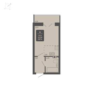 1-к квартира, вторичка, 29м2, 3/11 этаж