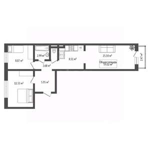 3-к квартира, вторичка, 59м2, 8/10 этаж