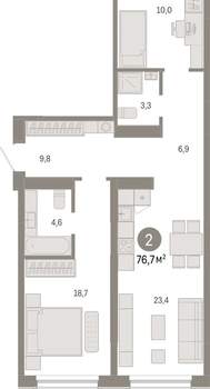 2-к квартира, вторичка, 77м2, 1/15 этаж