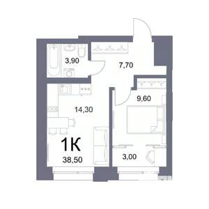 1-к квартира, вторичка, 39м2, 18/25 этаж
