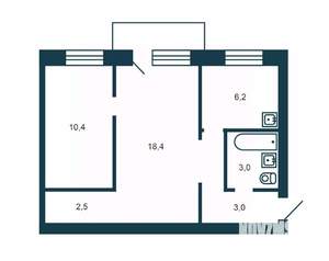 2-к квартира, вторичка, 44м2, 4/5 этаж