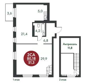 2-к квартира, вторичка, 80м2, 9/10 этаж