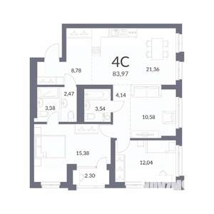 4-к квартира, вторичка, 84м2, 13/14 этаж