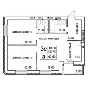 3-к квартира, вторичка, 63м2, 6/8 этаж