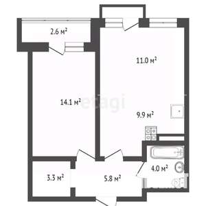 1-к квартира, вторичка, 48м2, 7/12 этаж