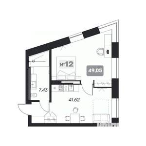 2-к квартира, вторичка, 49м2, 13/22 этаж