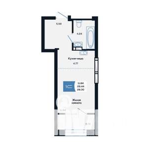 Студия квартира, вторичка, 28м2, 23/25 этаж