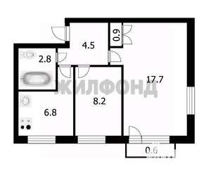 2-к квартира, вторичка, 42м2, 4/4 этаж