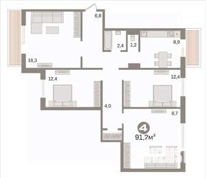 4-к квартира, вторичка, 91м2, 8/10 этаж