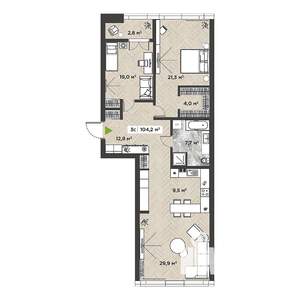 3-к квартира, вторичка, 103м2, 11/14 этаж