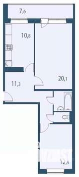 2-к квартира, строящийся дом, 63м2, 10/17 этаж