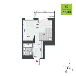 Студия квартира, вторичка, 32м2, 6/21 этаж