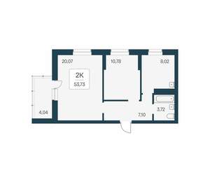 2-к квартира, вторичка, 54м2, 13/24 этаж