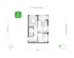 2-к квартира, вторичка, 49м2, 8/11 этаж