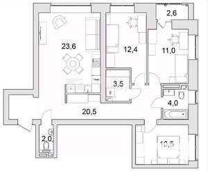 3-к квартира, вторичка, 88м2, 15/15 этаж