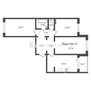 3-к квартира, вторичка, 87м2, 10/10 этаж