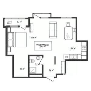 2-к квартира, вторичка, 52м2, 13/15 этаж