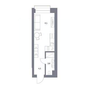 Студия квартира, вторичка, 25м2, 18/25 этаж