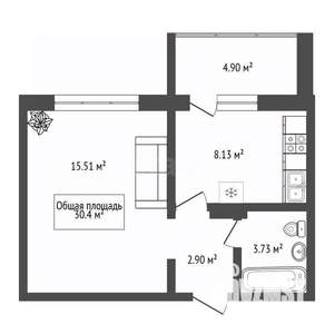 1-к квартира, вторичка, 30м2, 2/16 этаж