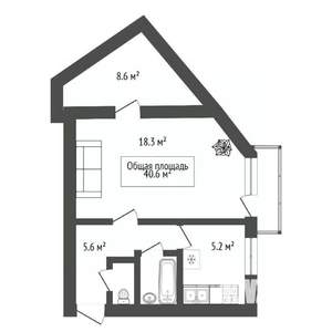 2-к квартира, вторичка, 41м2, 5/7 этаж