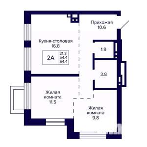 2-к квартира, вторичка, 54м2, 1/20 этаж