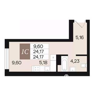 1-к квартира, вторичка, 24м2, 7/10 этаж