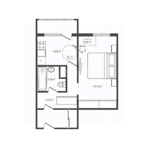 Студия квартира, вторичка, 39м2, 13/15 этаж