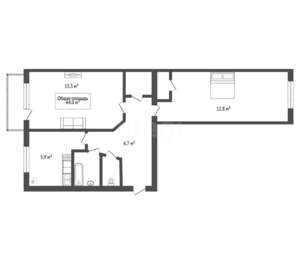2-к квартира, вторичка, 44м2, 2/5 этаж
