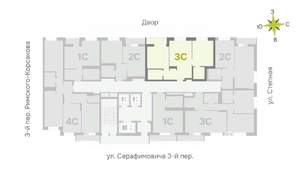 3-к квартира, строящийся дом, 61м2, 6/25 этаж