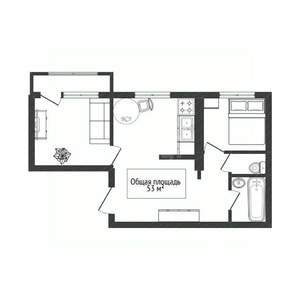 2-к квартира, вторичка, 53м2, 6/10 этаж