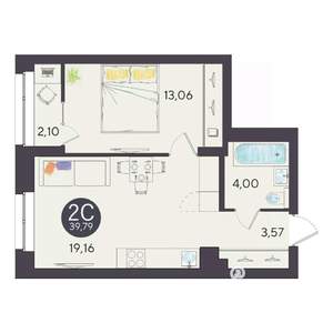 2-к квартира, строящийся дом, 40м2, 5/10 этаж
