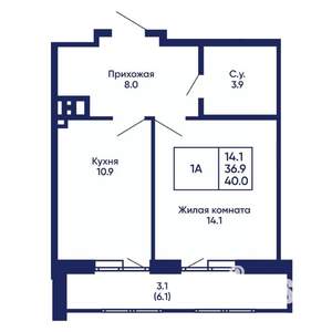 1-к квартира, вторичка, 40м2, 11/14 этаж