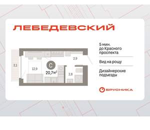 Студия квартира, вторичка, 21м2, 6/12 этаж