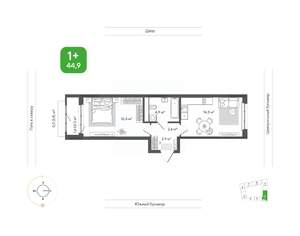 1-к квартира, вторичка, 45м2, 2/11 этаж