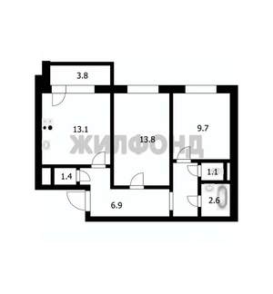 2-к квартира, вторичка, 52м2, 1/10 этаж