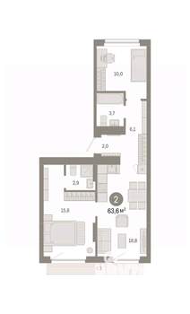 2-к квартира, вторичка, 64м2, 5/9 этаж