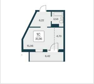 Студия квартира, вторичка, 36м2, 2/25 этаж