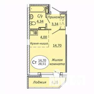 Студия квартира, строящийся дом, 29м2, 3/23 этаж