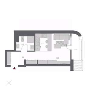 1-к квартира, строящийся дом, 34м2, 15/24 этаж
